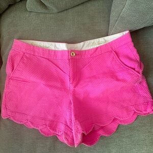 Pink Scalloped Women Shorts